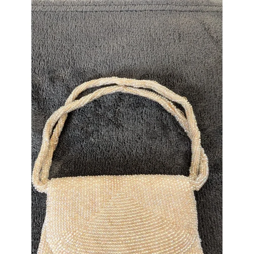 Vintage Midcentury Richere Bag by Walborg Japan Mini‎ Cream Beaded Handbag